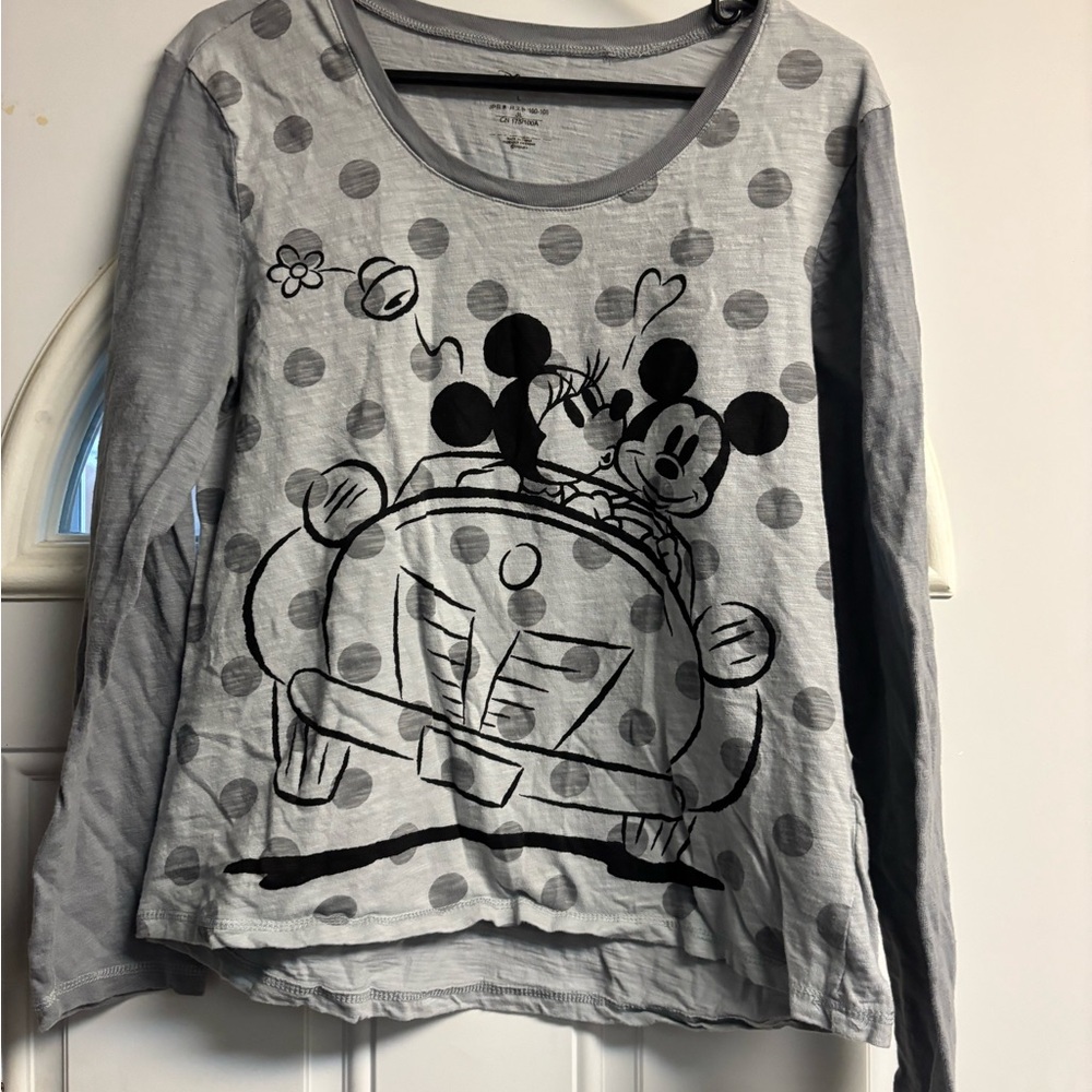Disney Mickey & Minnie Gray Long Sleeve Tee